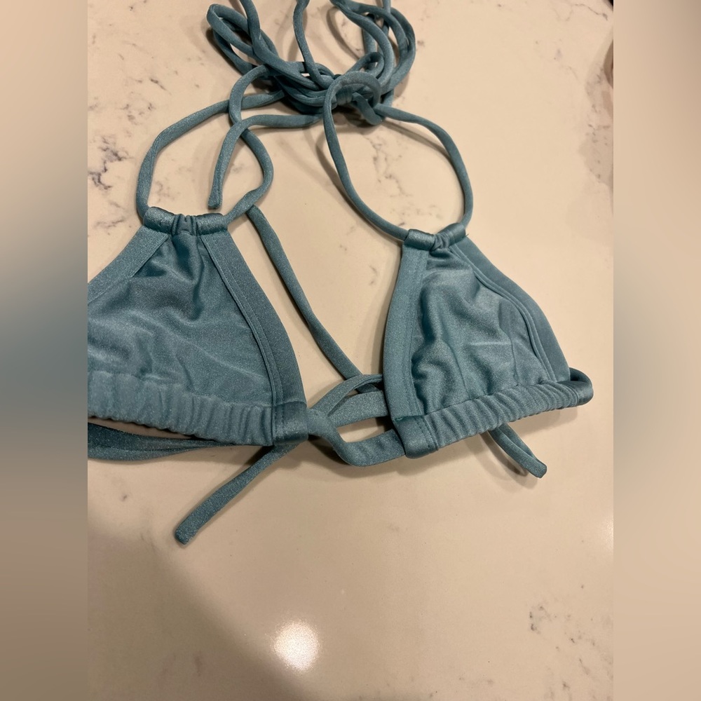 Montce Turqoise Glitter Triangle Bikini Top